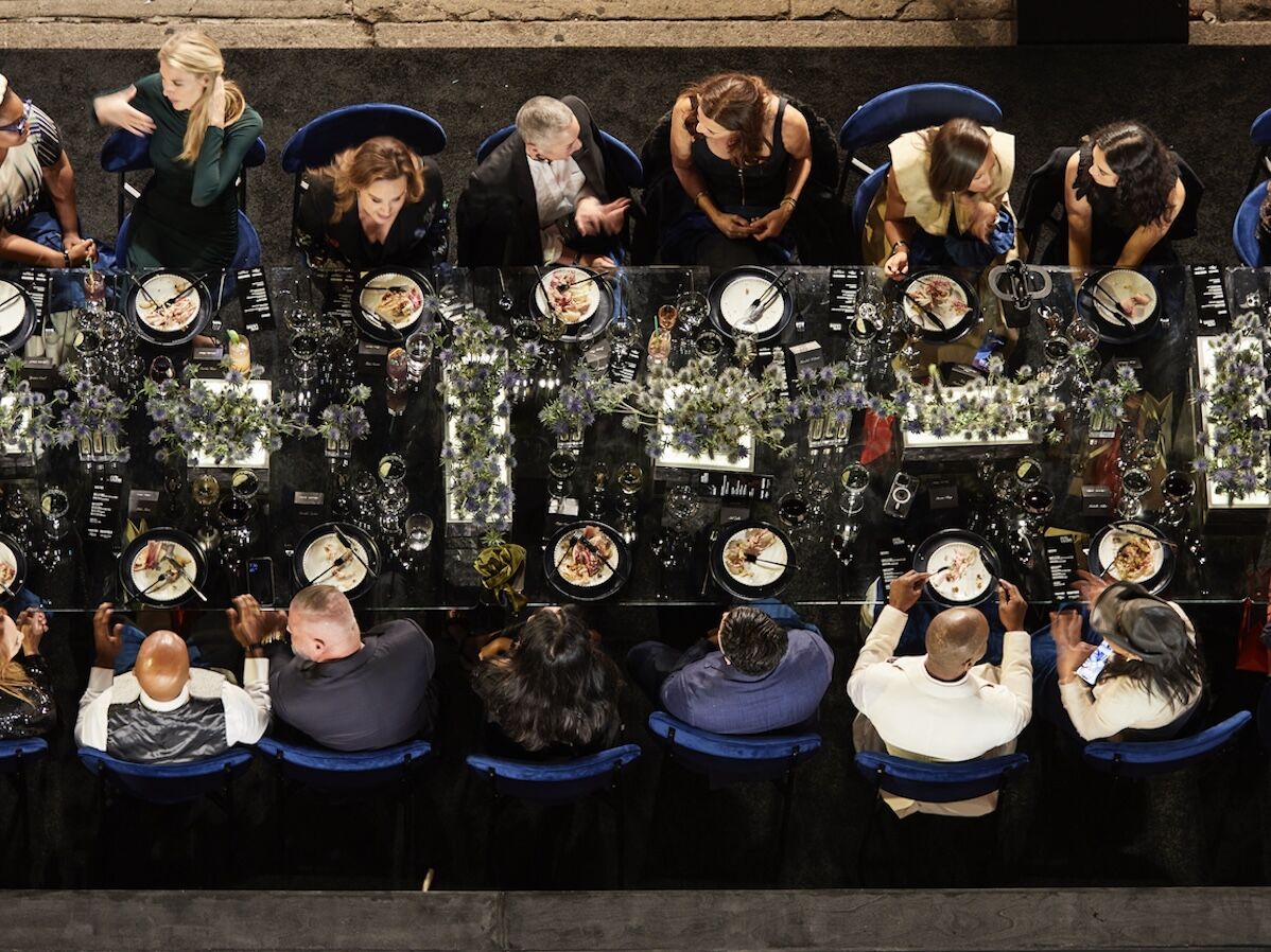 Overhead view of guests dining on Prince Street